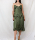 Niulatu Green Spaghetti Straps Beaded Prom Dress HZ0113