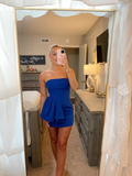 Niulatu Blue Strapless Short Homecoming Dress HZ0113