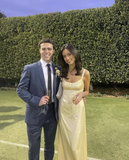 Niulatu Yellow Sheath Long Evening Dress Yellow Wedding Guest Outfit HZ1007