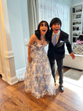 Niulatu Floral Pattern Chiffon A-Line Prom Evening Dresses HZ1007