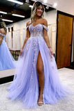 Niulatu A-line Off Shoulder Long Prom Dresses With Lace HZ1007