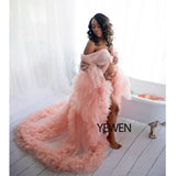 Niulatu Sleeves Ruffles Maternity Dress for Photo Shoot or Baby Shower Maternity Gown Shooting Dress HZ1007