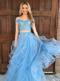 Niulatu Two Piece Off-the-Shoulder Prom Dresses with HZ1007