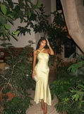 Niulatu Sheath Halter Satin Open Back Prom Dress Wedding Guest Dress HZ0113