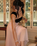 Niulatu Straps Prom Dress Pink A Line Long Evening Dress HZ1007