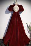 Niulatu velvet long prom dress evening dress HZ1007