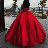 Niulatu Lace-up Ball Gown Floor-length Red Long Big Prom HZ1007