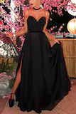 Niulatu Straps Black Long Prom Dresses Beading Evening Dresses HZ1007