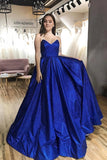 Niulatu Royal Blue Tulle Strapless V-neck A-Line Prom Dress with HZ1007
