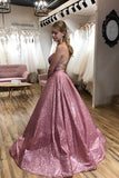 Niulatu A-line Scoop Spaghetti Straps Sweep Train Prom Dress with HZ1007