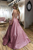 Niulatu A-line Scoop Spaghetti Straps Sweep Train Prom Dress with HZ1007
