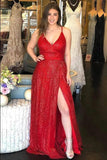 Niulatu V-neck Backless A-line Red Long Prom/Formal Dress With HZ1007