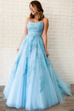 Niulatu Tulle Spaghetti Straps Scoop A-Line Prom Dresses with HZ1007