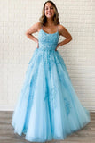 Niulatu Tulle Spaghetti Straps Scoop A-Line Prom Dresses with HZ1007