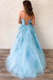 Niulatu Tulle Spaghetti Straps Scoop A-Line Prom Dresses with HZ1007