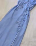 Niulatu Halter A Line Long Prom Dress Chic Beeaded Formal Party Dress Evening Gown HZ1007
