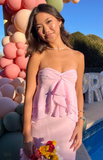 Niulatu Pink Sweetheart Neck Chiffon Ruffle Evening Dress Cute Prom Dress HZ1007
