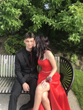 Niulatu Red A-line Prom Dress Lace-up Back Evening Dress HZ1007