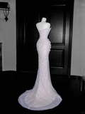 Niulatu Lilac Tulle Beaded Prom Dress Strapless Mermaid Evening Dress HZ1007