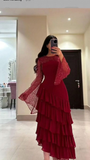 Niulatu Sequins Chiffon Multi-Layered Prom Dress Formal Party Evening Dress HZ1007