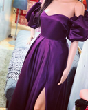 Niulatu A-line Puffy Sleeves Evening Dress HZ1007