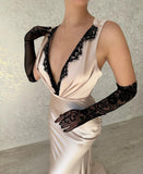 Niulatu V-Neck Sleeveless Stain Pron Dress with HZ1007