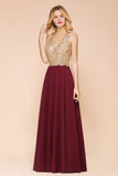 Niulatu Women's Gold Appliques Evening Formal Dress Chiffon Lace Prom Long Ball HZ1007
