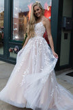 Niulatu Tulle Spaghetti Straps Scoop A-Line Prom Dresses with HZ1007