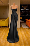 Niulatu Burgundy Spaghetti Straps Pleated Mermaid Prom Dress Long Evening HZ1007