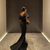 Niulatu Women's Elegant Long Black Evening Dresses with Slit Off the Shoulder Mermaid Prom Dress HZ1007
