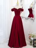 Niulatu Off Shoulder Satin Long Prom Dress Satin Evening Dress HZ1007
