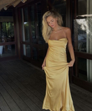 Niulatu Yellow Sheath Evening Dress Yellow Party Gown HZ1007