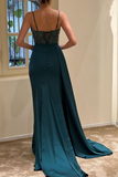Niulatu Spaghetti Straps Beaded Ruched Sheath Long Evening Dress HZ1007
