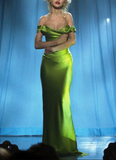 Niulatu Off The Shoulder Satin Evening Dress Long Mermaid Prom Dress HZ1007