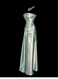 Niulatu Sage Green Strapless Satin Long Prom Dress Evening Dress HZ1007