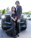Niulatu Black Sequins Prom Dress Black Evening Dress HZ1007