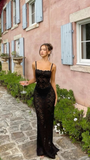 Niulatu Lace See-through Prom Dress Sexy Evening Dress HZ0113