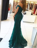 Niulatu beaded tulle maxi evening dress off the shoulder mermaid formal party dress HZ0113