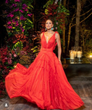 Niulatu A-line Deep V Neck Evening Dress Formal Gown HZ1007