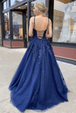 Niulatu Lace A-line V-neck Prom Dresses, Long Formal HZ1007