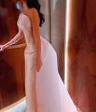 Niulatu Pink Satin Strapless Saudi Arabia Corset Sparkly Sequins Dubai Evening Dress Formal Party Dress HZ1007