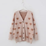 2025 New Autumn And Winter Small Love Imitation Sting Velvet Knitted Cardigan Korean Version Of Loose Sweet Sweater Women's Coat HZ0108