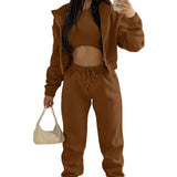 2025 Women's Clothing Fashion Casual Plus Velvet Hoodie Three-Piece Set Women's Winter HZ0108