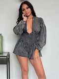 Autumn And Winter Women's Half Zippered Jumpsuit Female High Waist Plastic Waist Repair To Make Old Long Sleeve Conjoin Sexy Hot Babes HZ0108