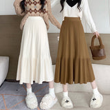 Vintage Knitted Half-Dress Woman 2025 New Autumn And Winter Thick High Waist Thin Temperament A Word Fishtail Skirt HZ0108