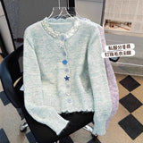 Sweet Soft-Creative Gentle Wind Sweater Woman 2025 Spring And Autumn Women's Round-Neck Loose Thin Knitted Shirt Coat Woman HZ0108