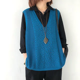 Knitted Vest Spring And Summer Hollow Sleeveless Thin Loose Size V Laguard Shoulder Retro Horse Tide Outside HZ0108