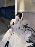 Vintage Ball Gown Off The Shoulder Short Sleeves 16th Tulle Birthday Dress Lolita Dress Birthday Outfits HZ1214