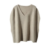 Spring And Autumn New Knitted Vest Women's Bat Shirt V-Neck Solid Color Cane Shoulder Women Loose Lazy Outside Wearing Fashion Clip HZ0108