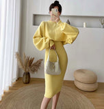 Autumn And Winter Korean Version Of Lazy Sweater Women Loose Chic Hoodie Top Two Sets Of Knitted Sling Vest Dress HZ0108